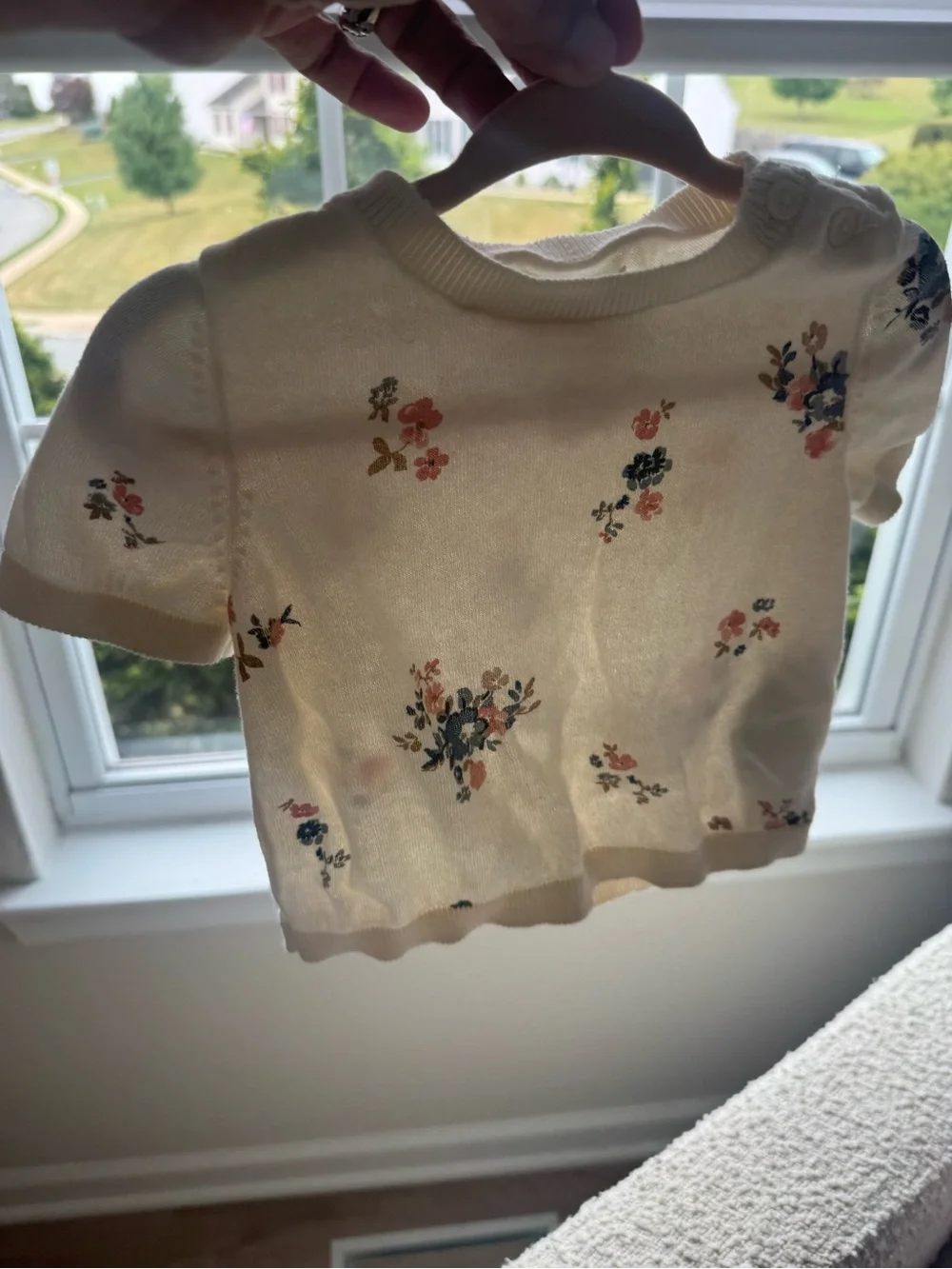 Carter's Cream Floral Knit Top & Bloomers Set